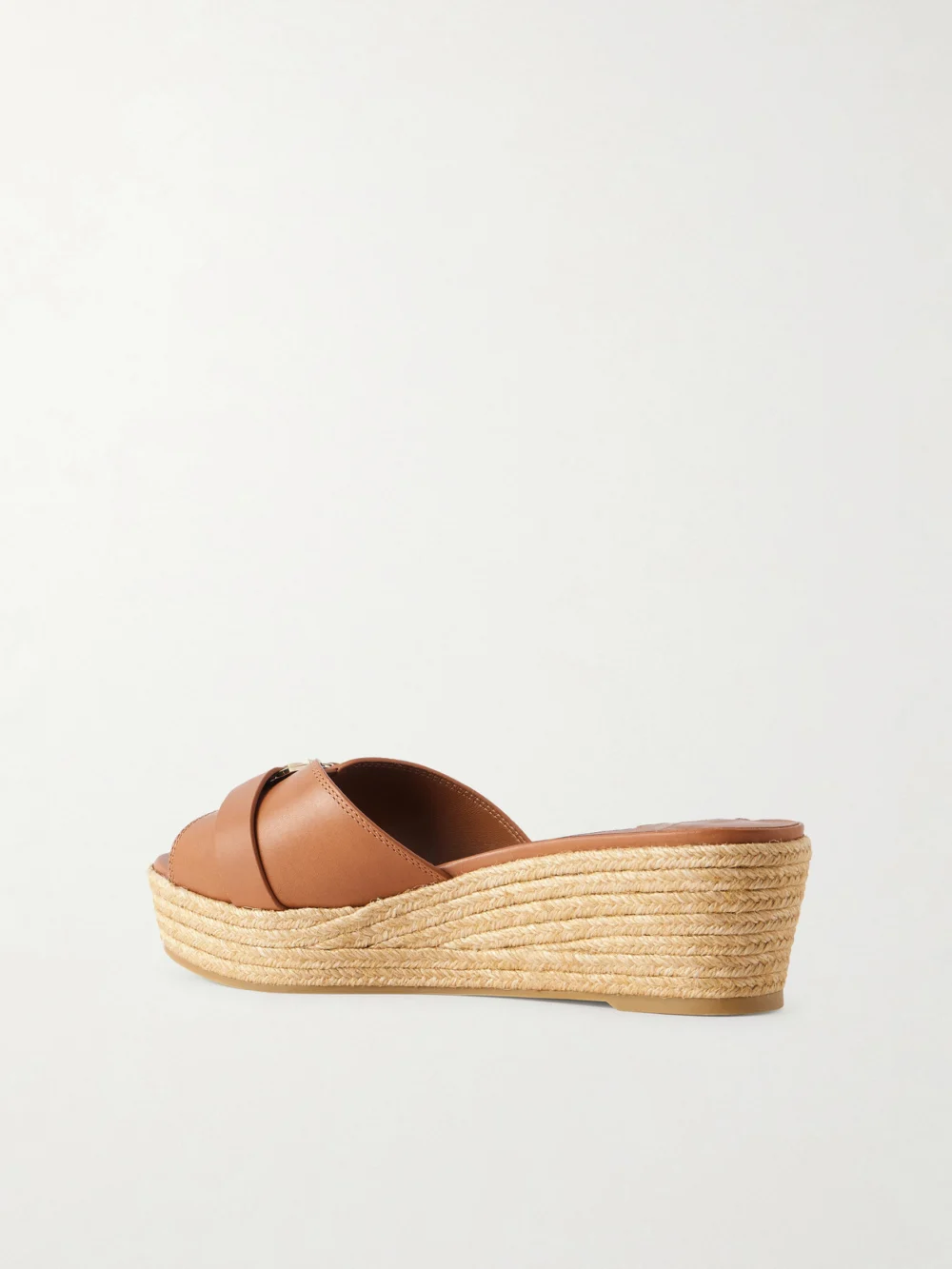 Back view of the Jimmy Choo Leda Logo-embellished Leather Platform Espadrilles