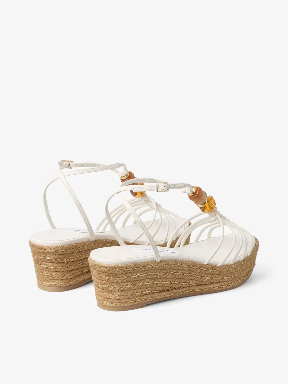 Jimmy Choo Lemi Wedge 50 Latte Mix Nappa Leather Wedges with Beads, another view