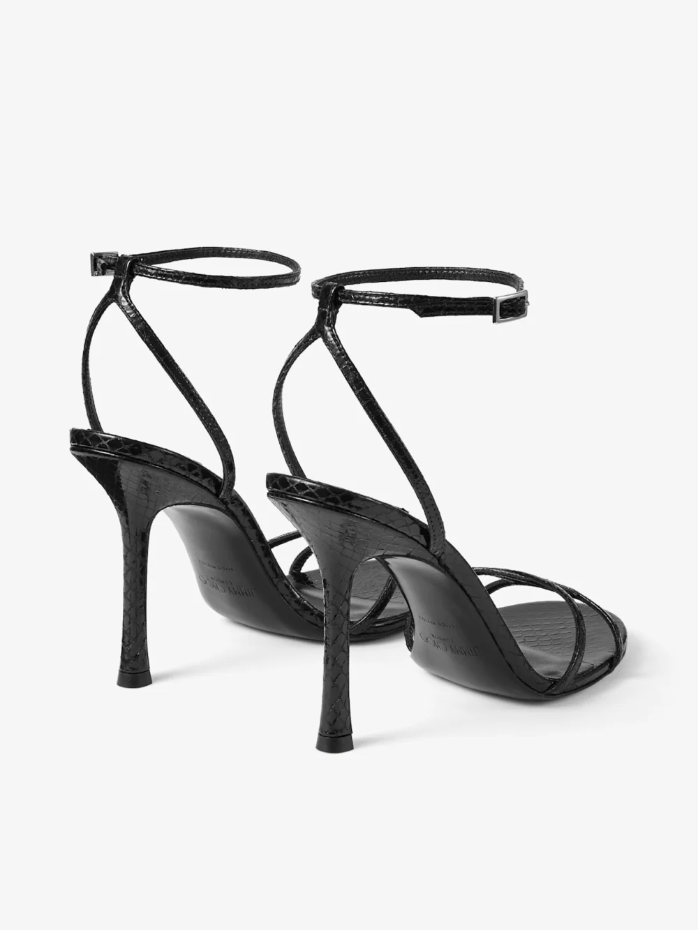 Jimmy Choo Leo 100 Black Candy Wrap Leather Sandal, another view