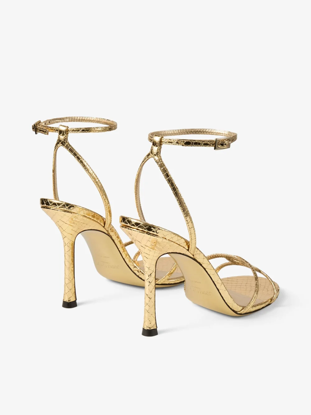 Jimmy Choo Leo 100 Gold Candy Wrap Leather Sandal, another view