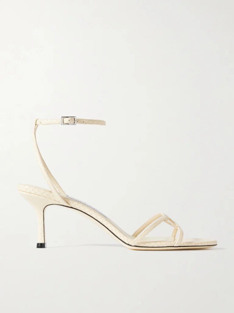 Jimmy Choo Leo 65 Croc-effect Leather Sandals