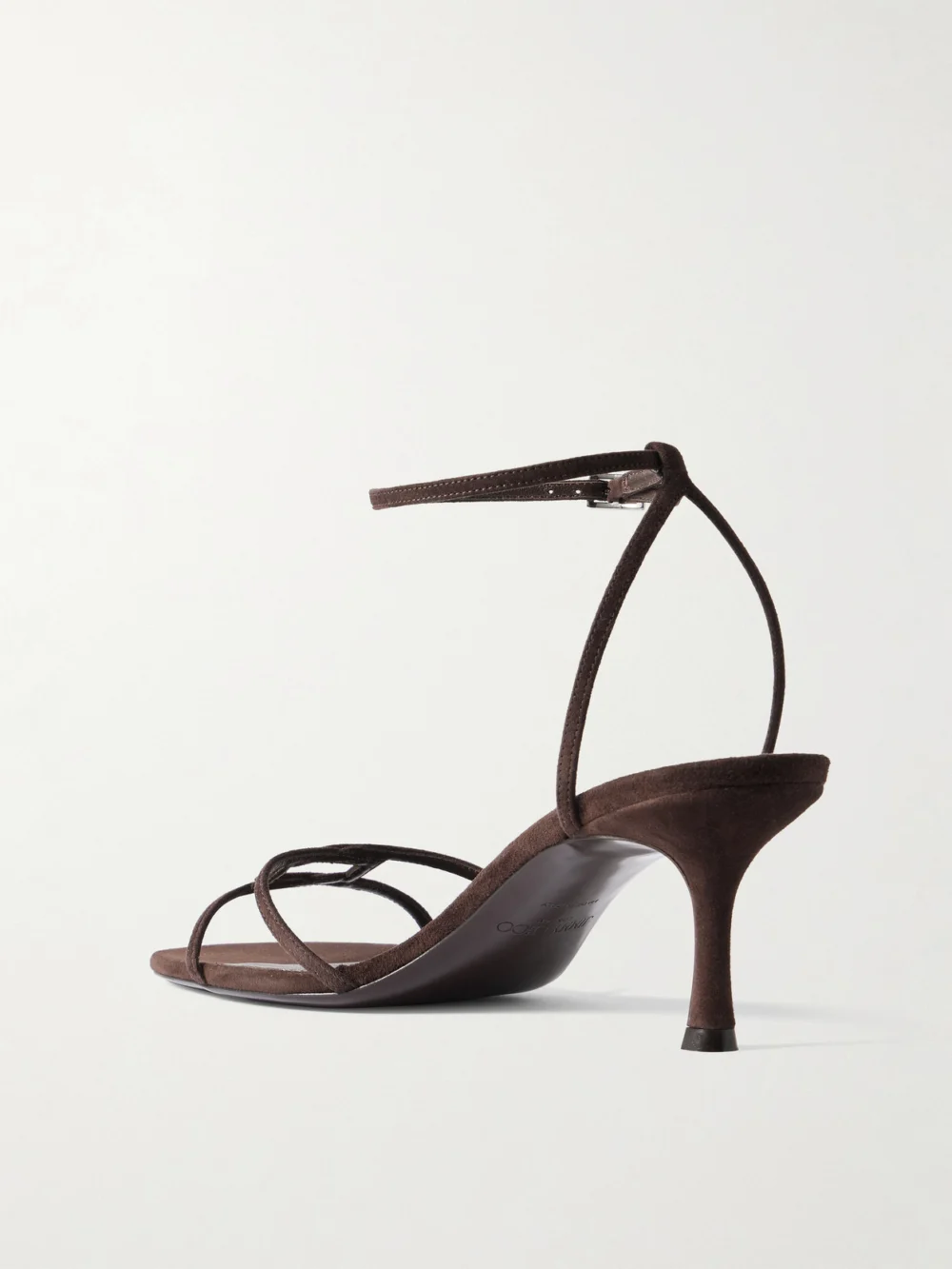 Back view of the Jimmy Choo Leo 65 Suede Sandals