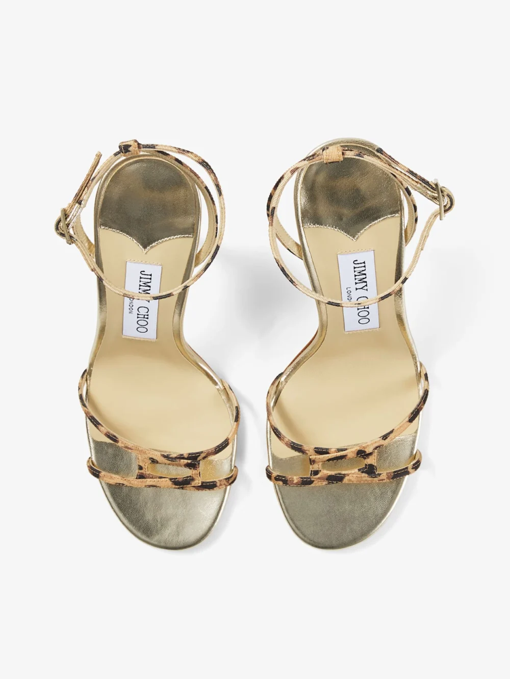Back view of the Jimmy Choo Leo Leopard Print Grosgrain Sandal