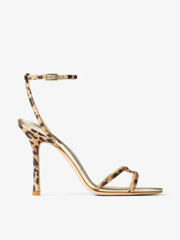 Jimmy Choo Leo Leopard Print Grosgrain Sandal