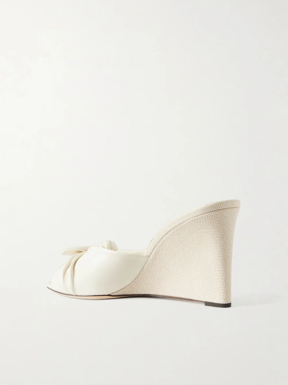 Back view of the Jimmy Choo Livi 85 Bow-embellished Leather Wedge Sandals