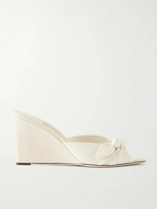 Jimmy Choo Livi 85 Bow-embellished Leather Wedge Sandals