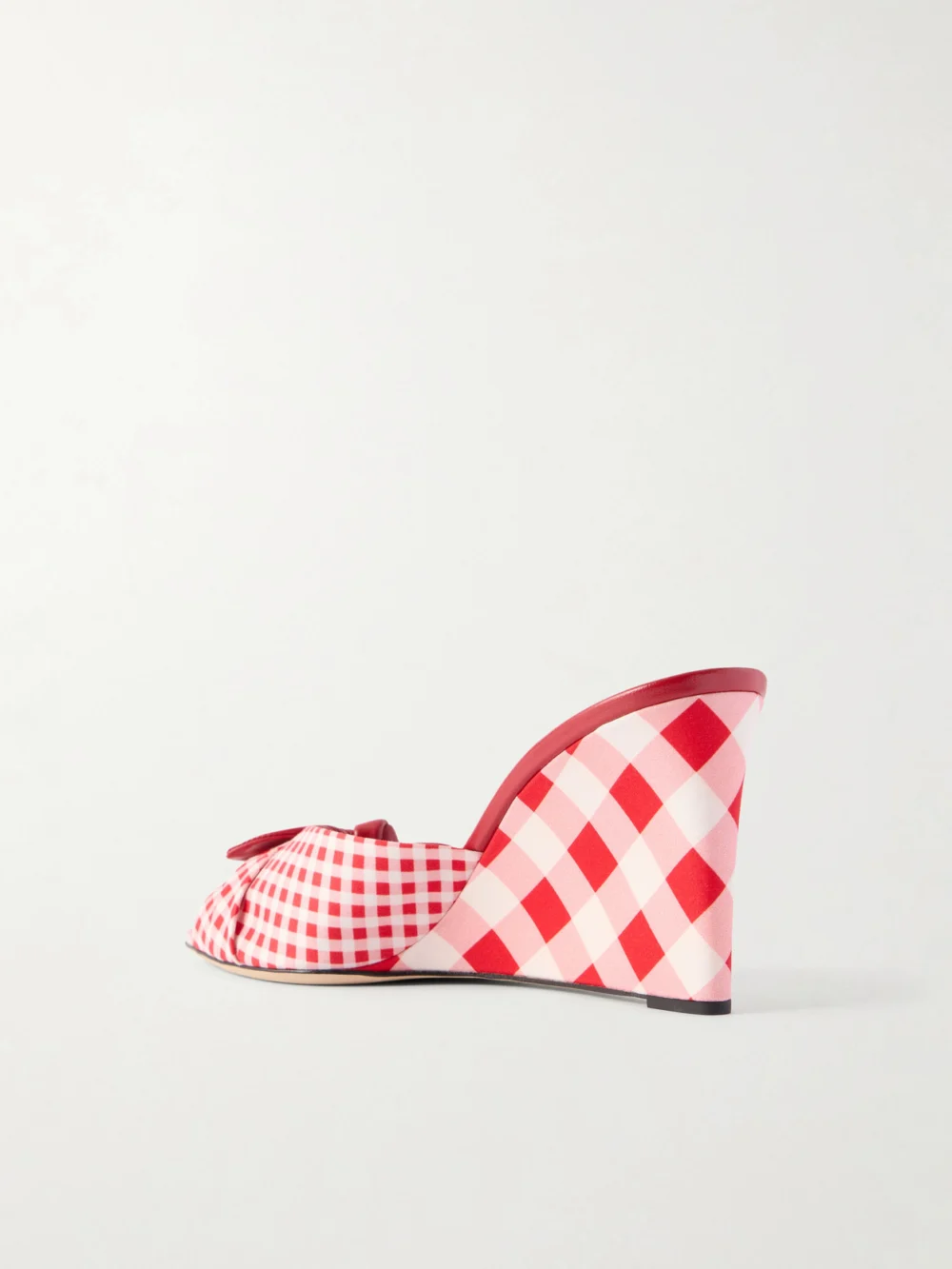 Back view of the Jimmy Choo Livi 85 Leather-trimmed Checked Wedge Mules
