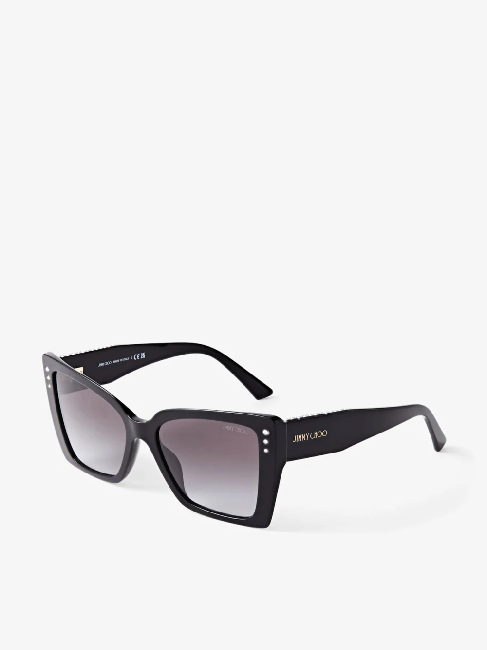 Side view of the Jimmy Choo Lorea Black Butterfly Frame Sunglasses