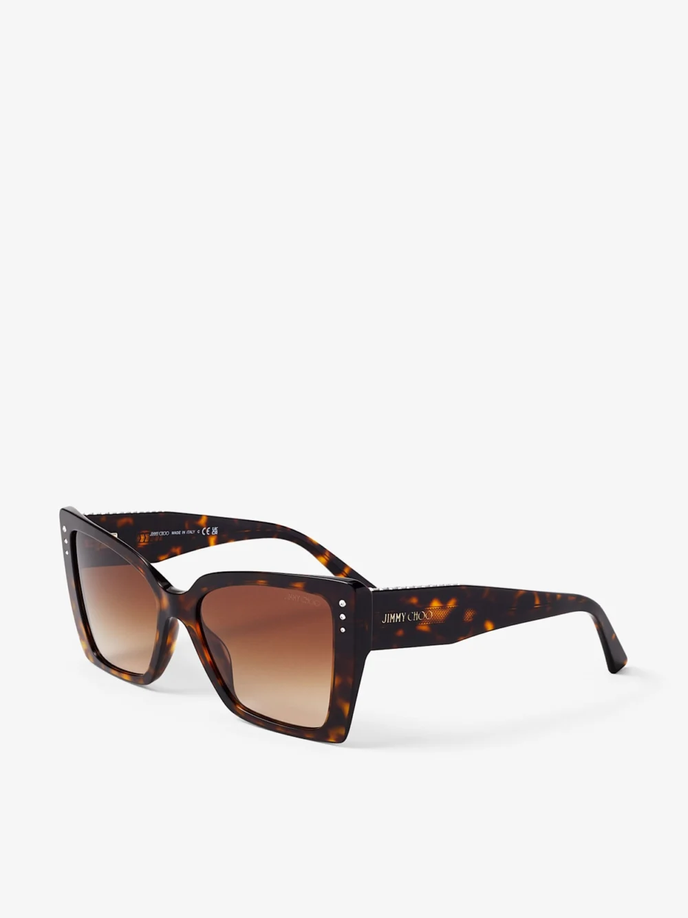 Side view of the Jimmy Choo Lorea Brown Havana Butterfly Frame Sunglasses