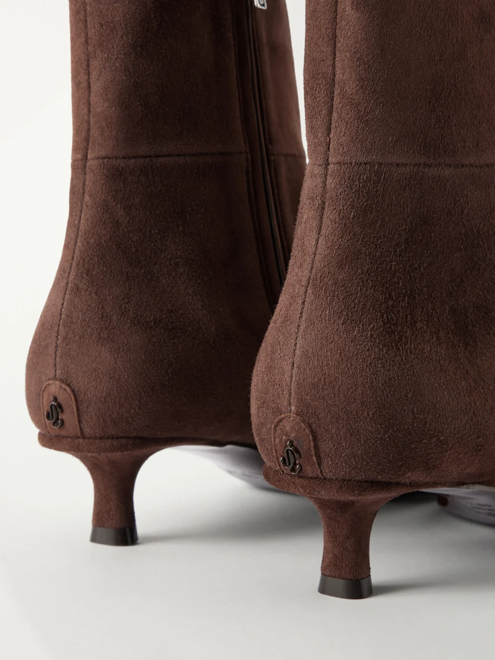 Close-up detail of the Jimmy Choo Lory 35 Suede Ankle Boots