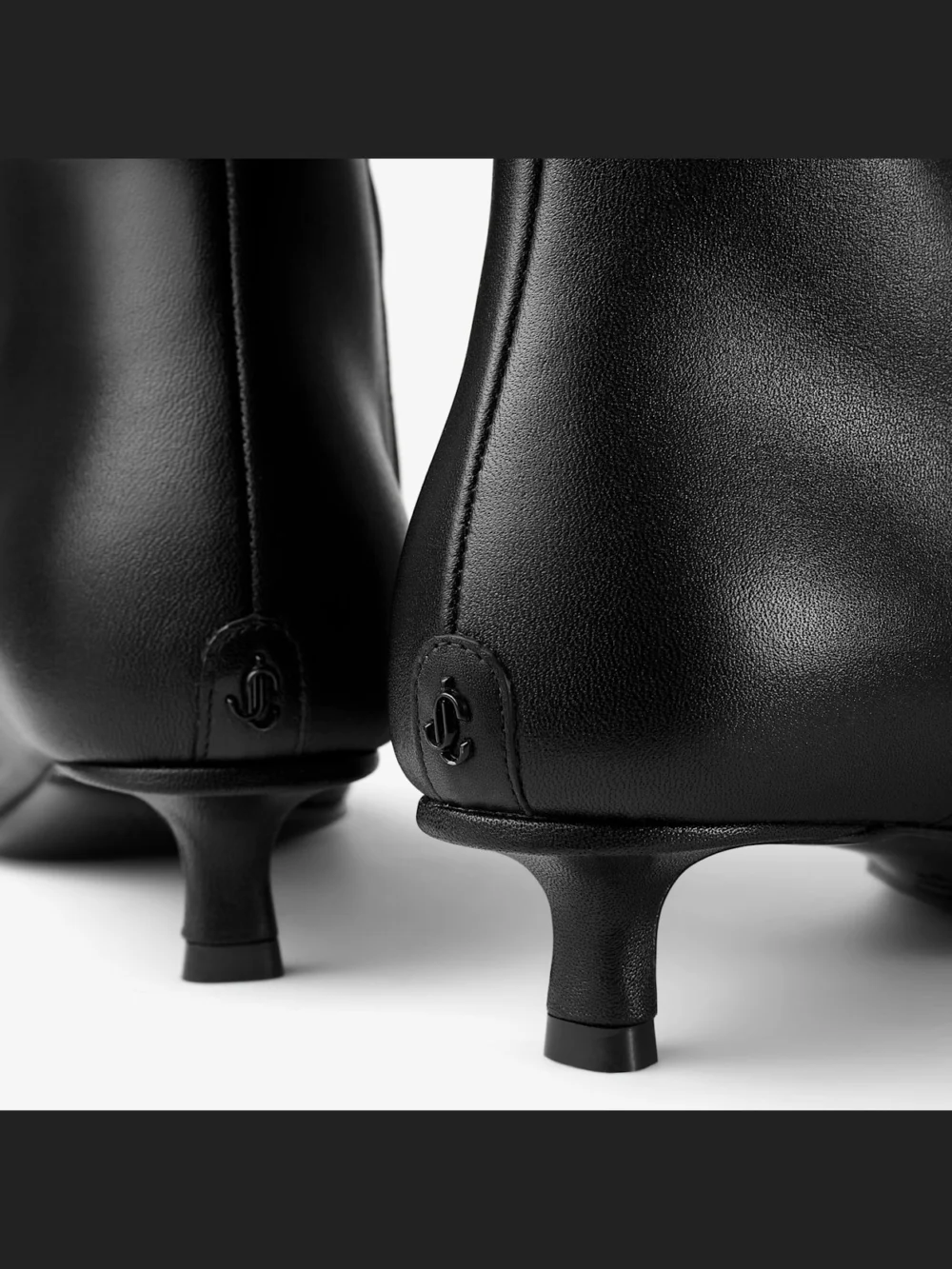 Close-up detail of the Jimmy Choo Lory Ankle Boot 35 Black Calf Leather Ankle Boots