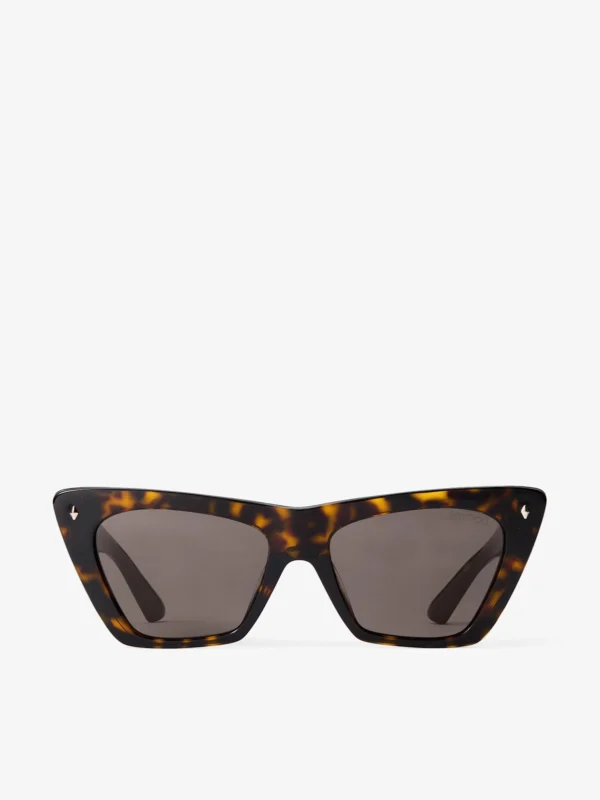Jimmy Choo Lou Havana and Dark Brown Acetate Cat Eye Sunglasses