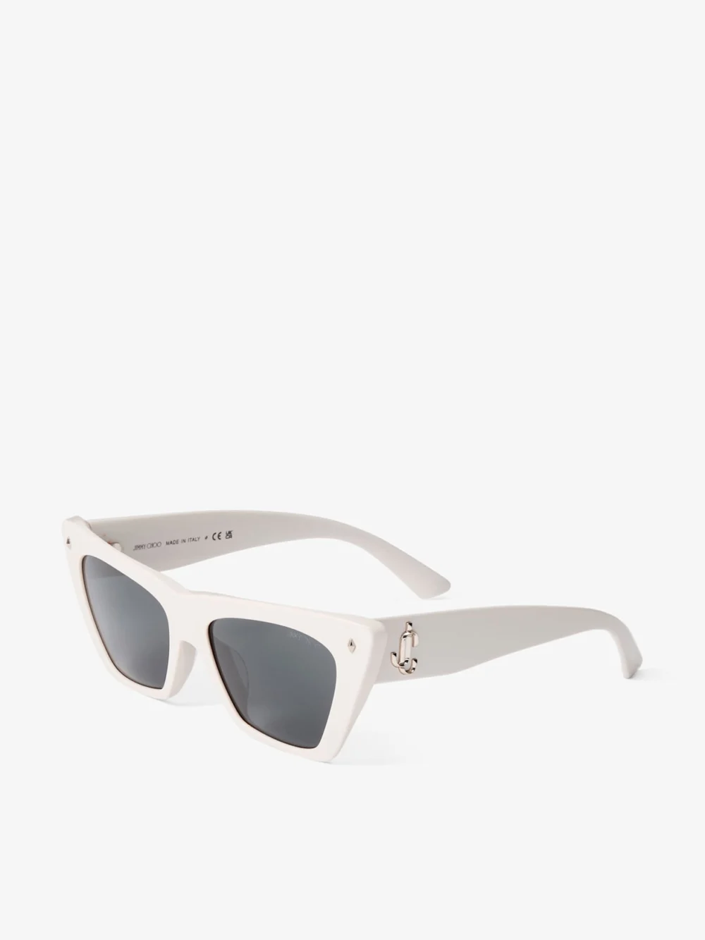 Side view of the Jimmy Choo Lou Milk and Grey Acetate Cat Eye Sunglasses