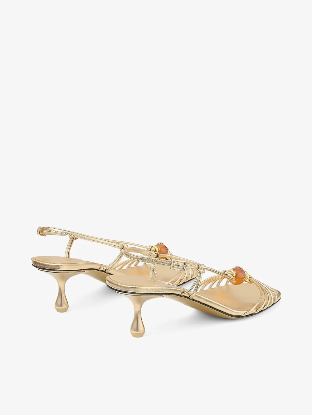 Jimmy Choo Lova 50 Gold Metallic Nappa Leather Sandals with Beads, another view