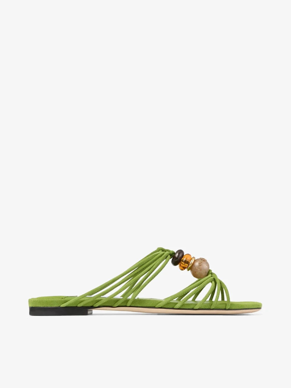Jimmy Choo Lova Mule Flat Clover Mix Suede Flats with Beads in clover mix