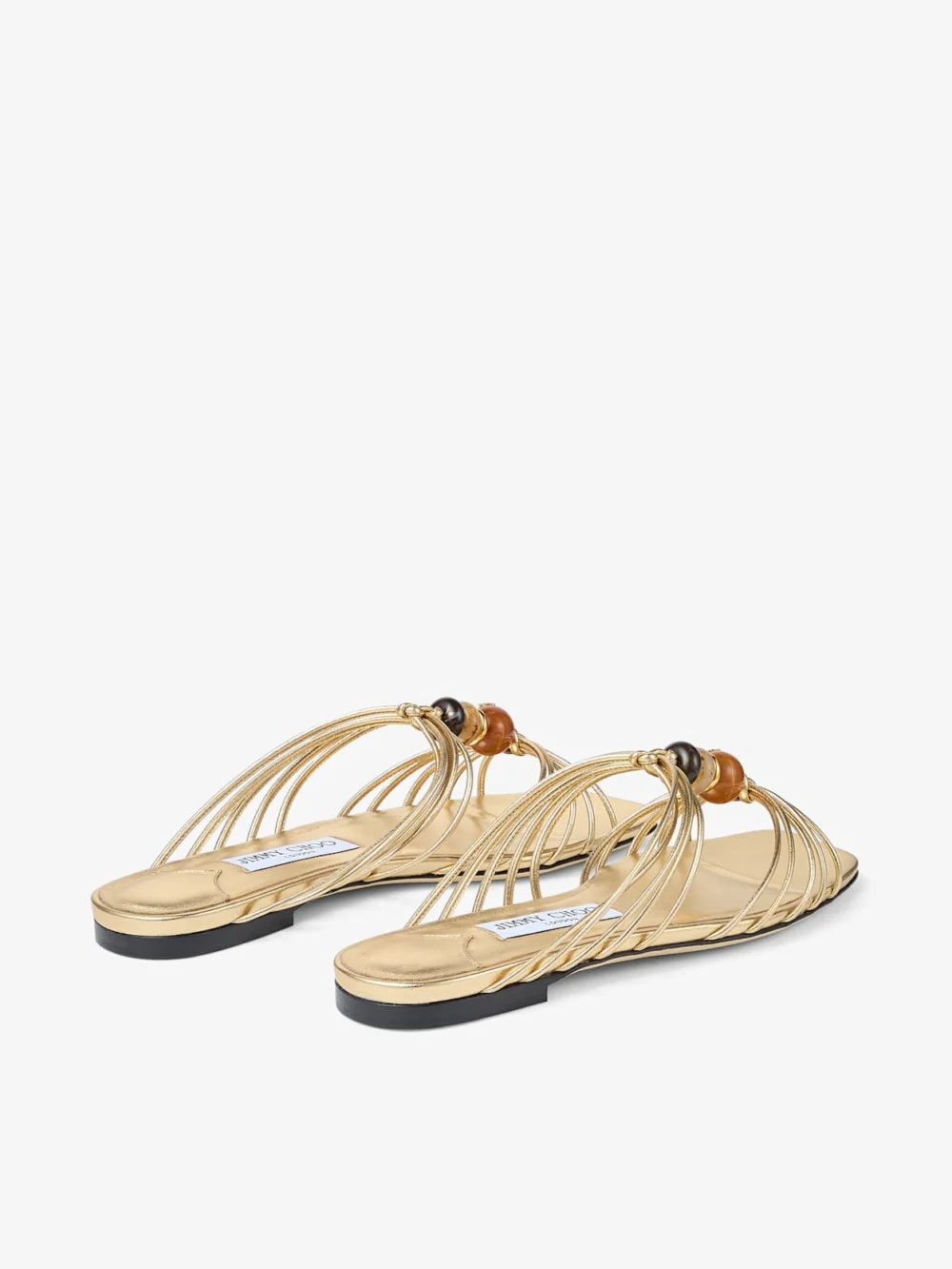 Jimmy Choo Lova Mule Flat Gold Mix Metallic Nappa Leather Flats with Beads, another view