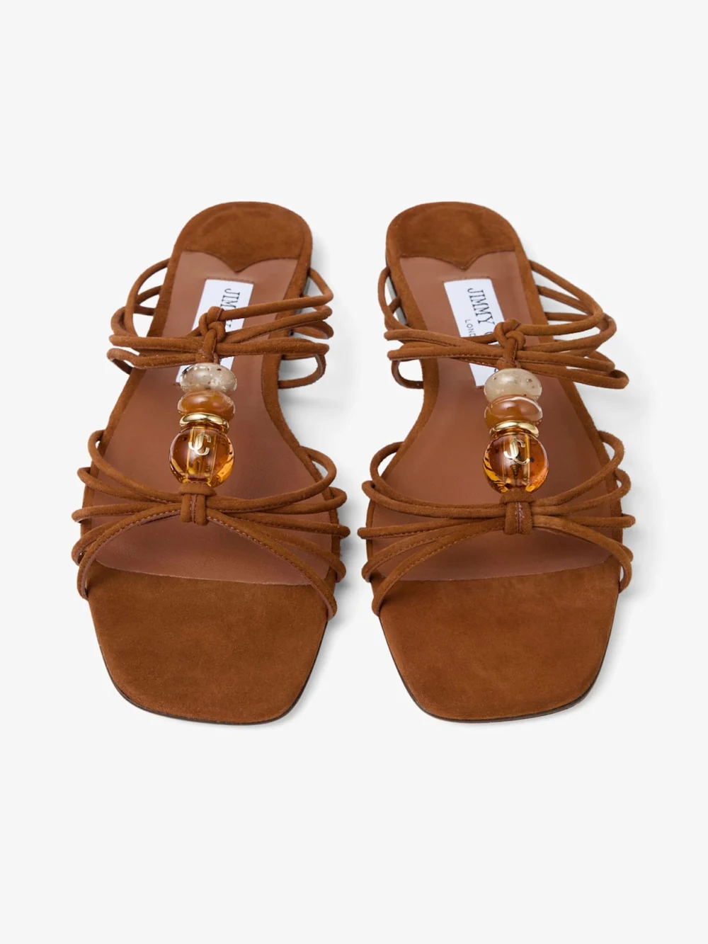 Jimmy Choo Lova Mule Flat Tan Mix Suede Flats with Beads, another view