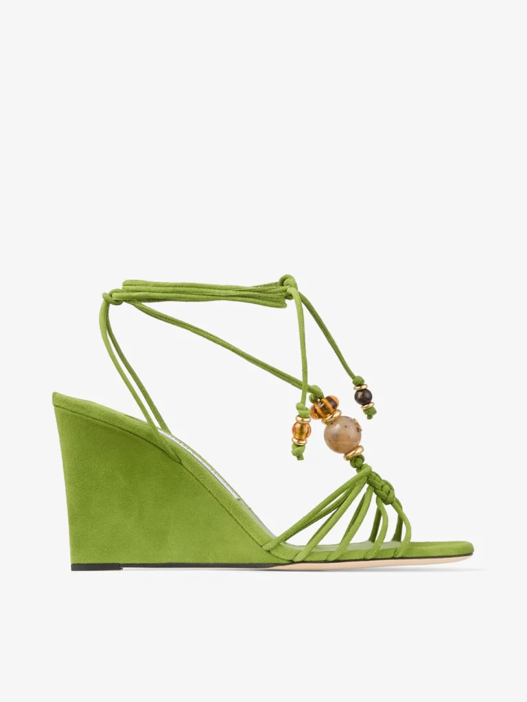 Jimmy Choo Lova Wedge 85 Clover Mix Suede Wedges with Beads
