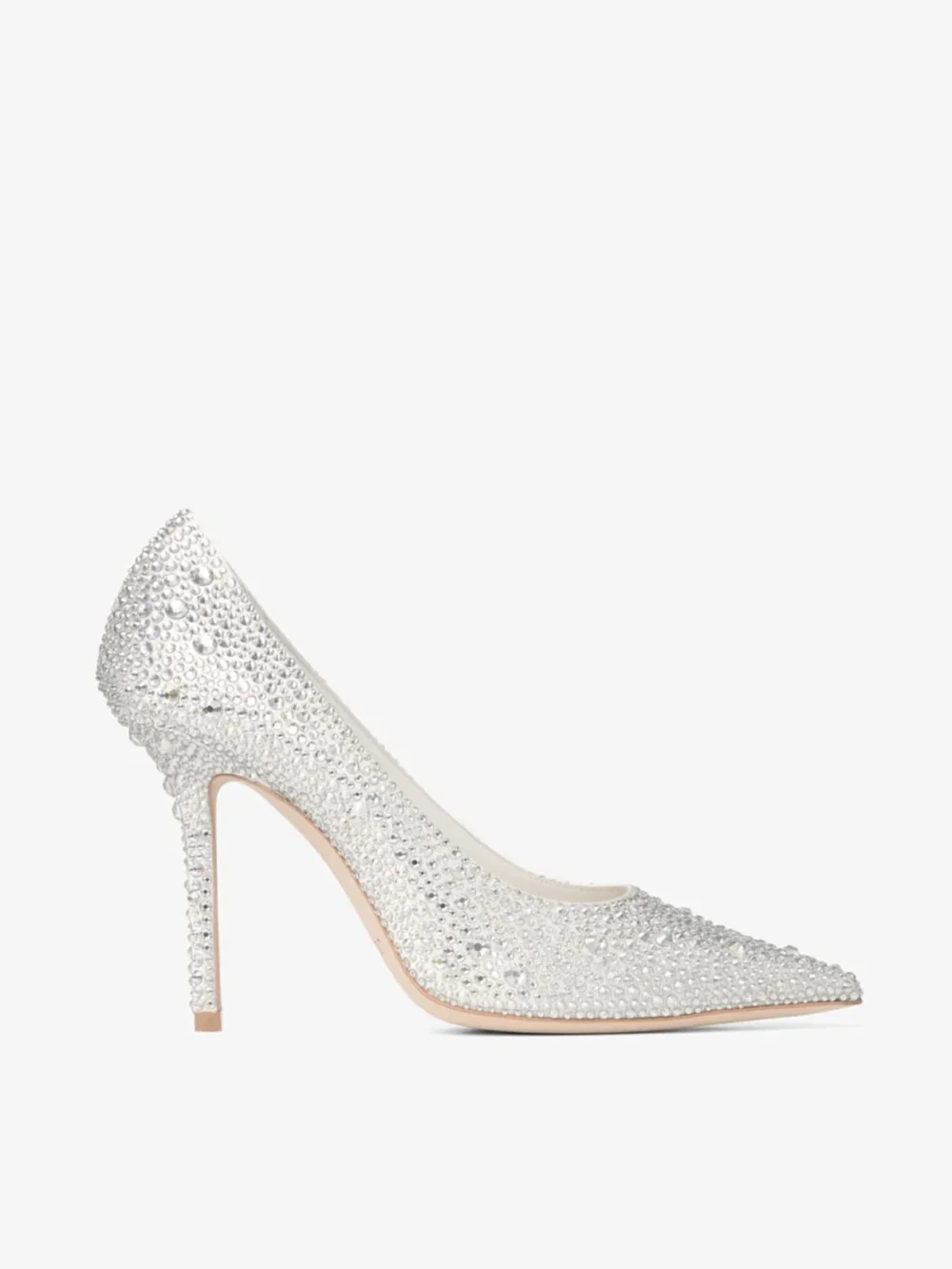 Jimmy Choo Love 100 Ivory Satin Pumps with Crystal Embellishment in neutral