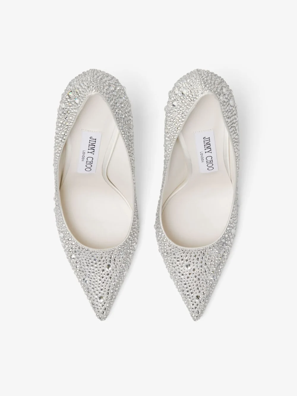 Jimmy Choo Love 100 Ivory Satin Pumps with Crystal Embellishment, another view