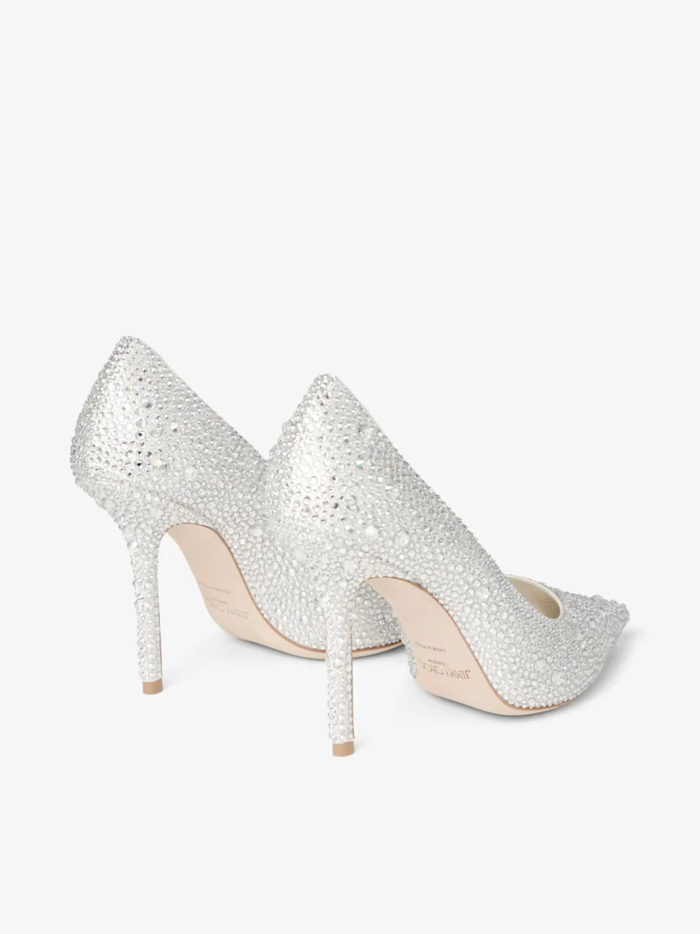 Jimmy Choo Love 100 Ivory Satin Pumps with Crystal Embellishment, another view