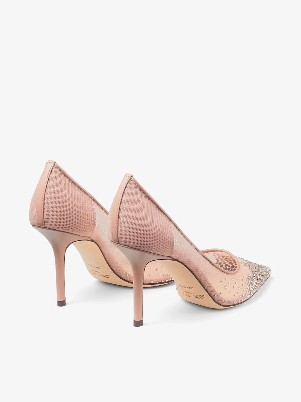 Jimmy Choo Love 85 Ballet Pink Mesh Pointed Toe Pumps with Dégradé Crystals, another view