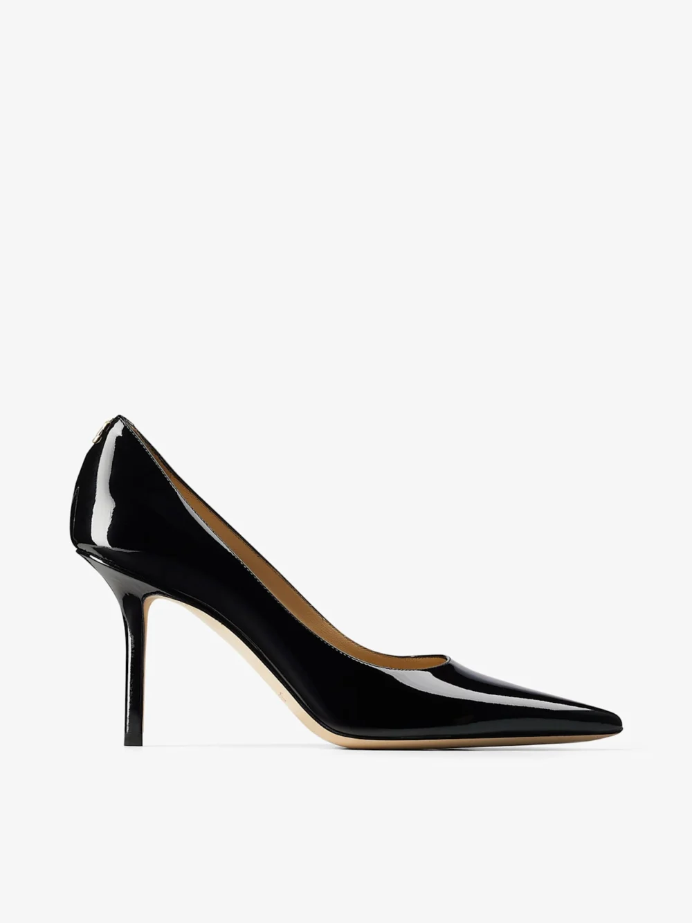 Jimmy Choo Love 85 Black Patent Leather Pumps with Jc Emblem in black