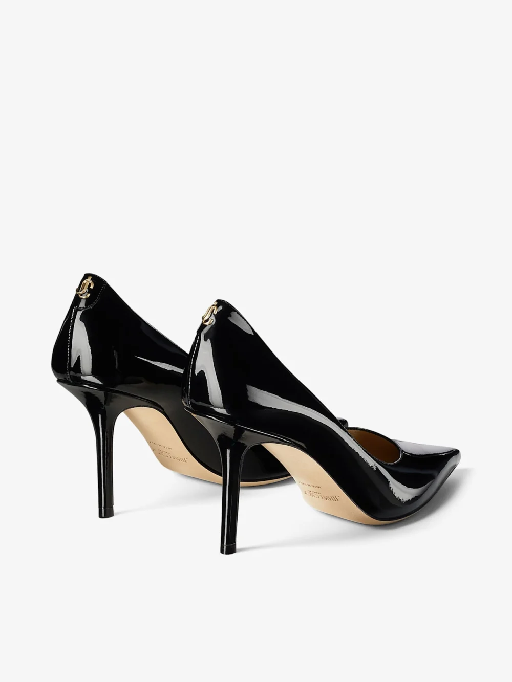 Jimmy Choo Love 85 Black Patent Leather Pumps with Jc Emblem, another view