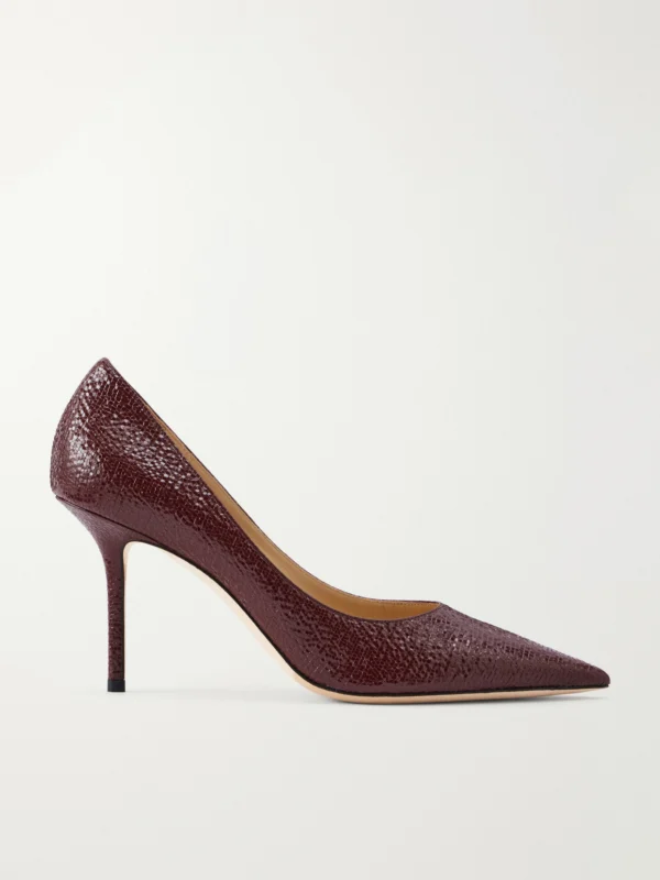 Jimmy Choo Love 85 Crackled-leather Pumps