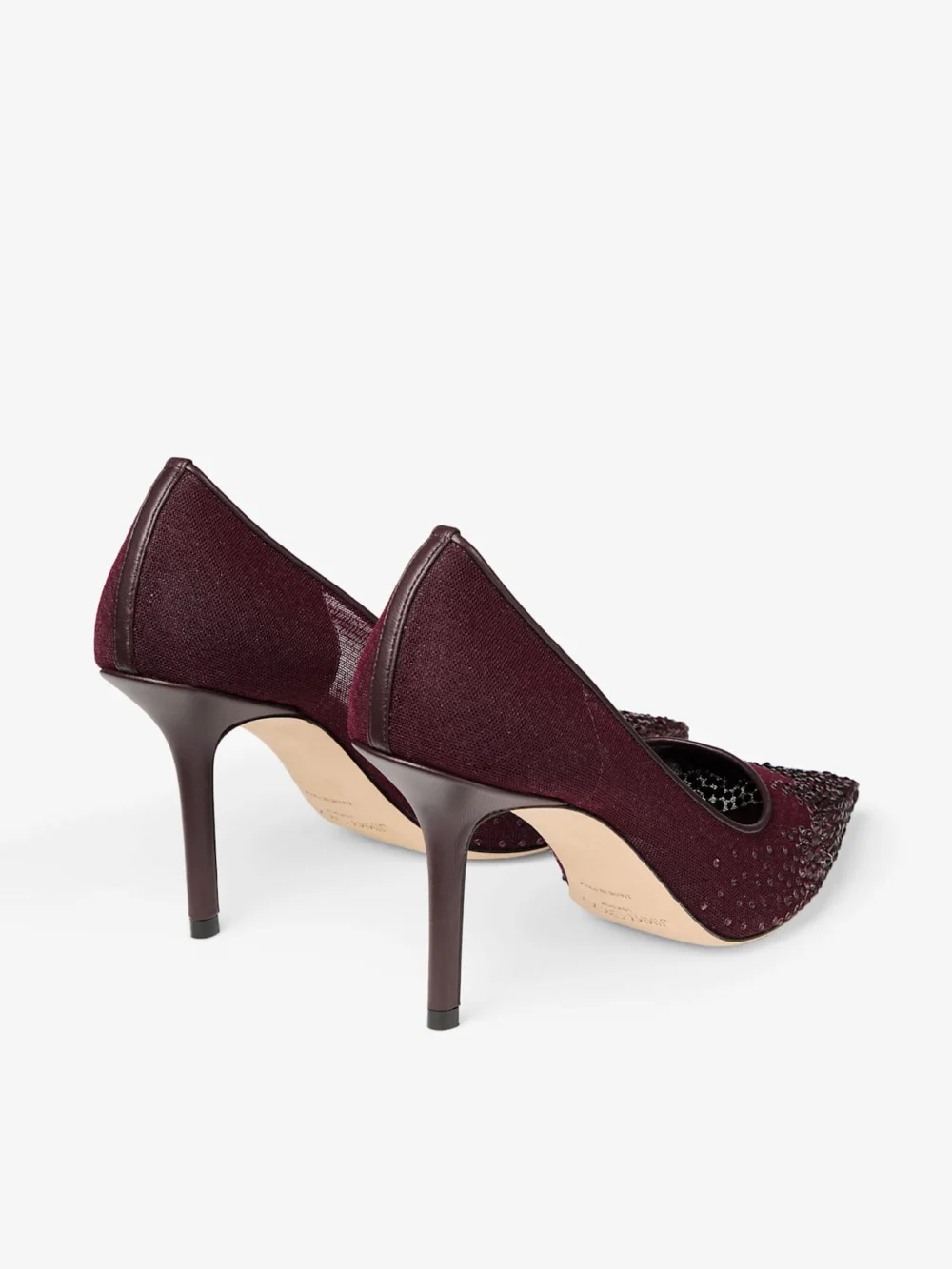Jimmy Choo Love 85 Deep Merlot Mesh Pumps with Galaxy Crystal, another view