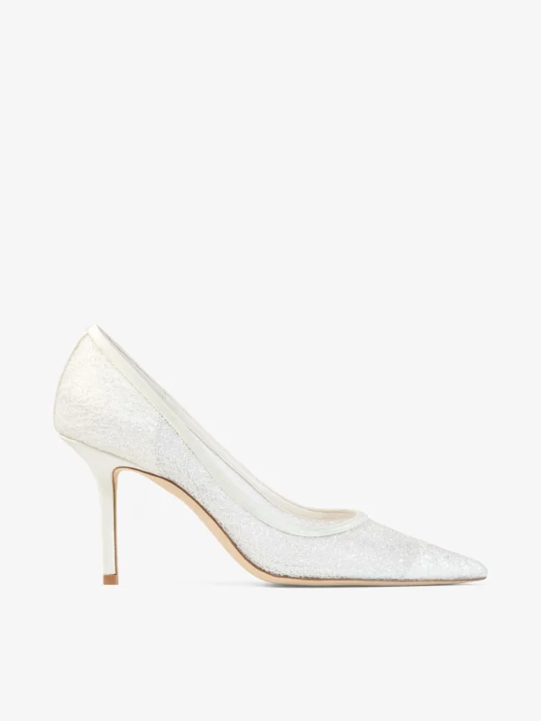 Jimmy Choo Love 85 Ivory Candyfloss Glitter Pumps