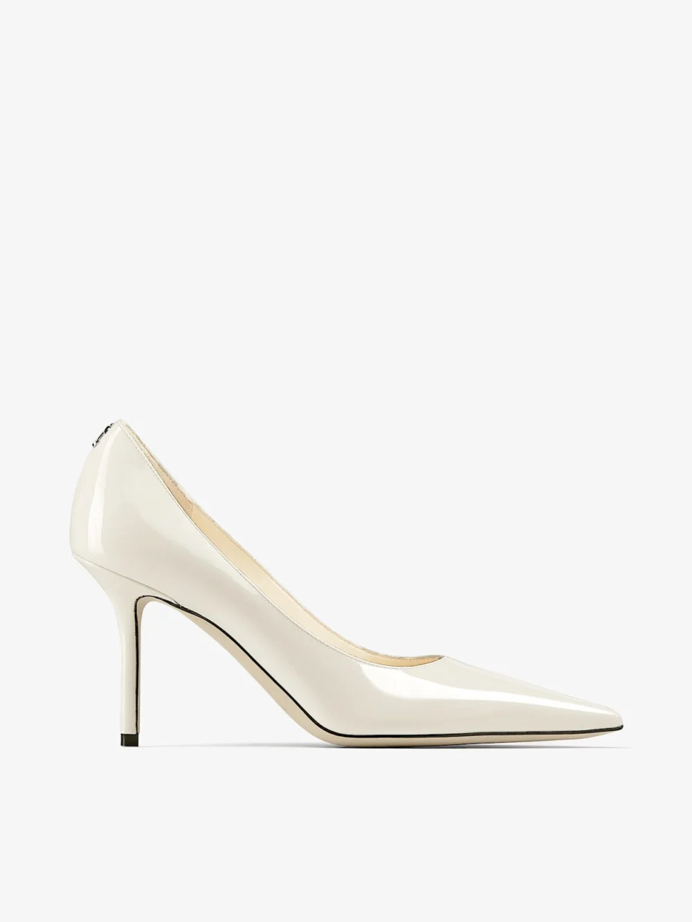 Jimmy Choo Love 85 Latte Patent Leather Pumps with Jc Emblem in neutral
