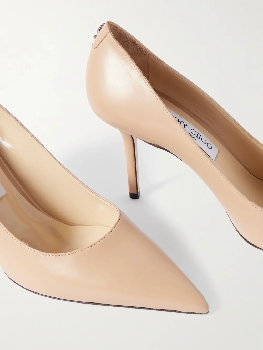 Close-up detail of the Jimmy Choo Love 85 Leather Pumps