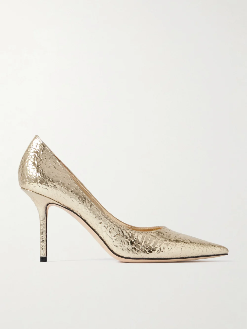 Jimmy Choo Love 85 Metallic Cracked-leather Pumps in gold