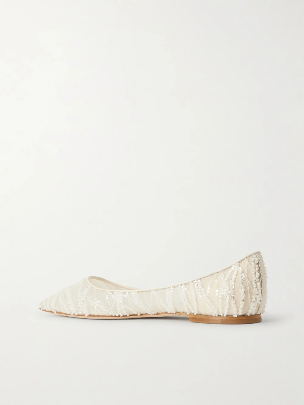 Back view of the Jimmy Choo Love Embellished Mesh Point-toe Ballet Flats