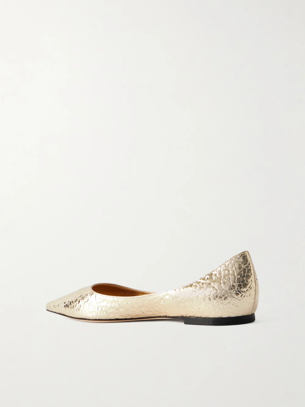 Back view of the Jimmy Choo Love Metallic Cracked-leather Ballet Flats