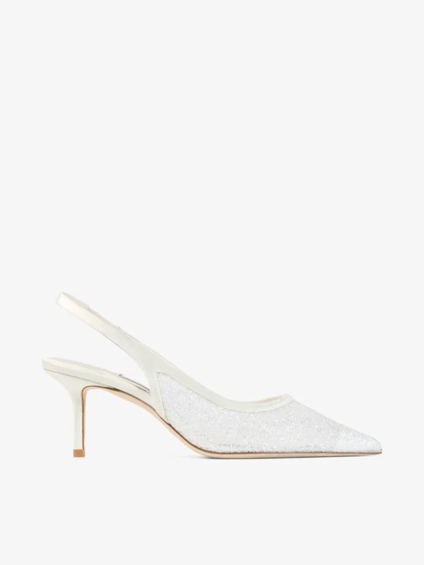 Jimmy Choo Love Sling Back 65 Ivory Candyfloss Glitter Slingbacks
