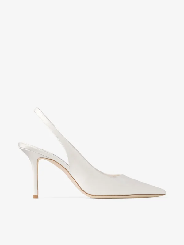 Jimmy Choo Love Sling Back 85 Ivory Satin Slingbacks