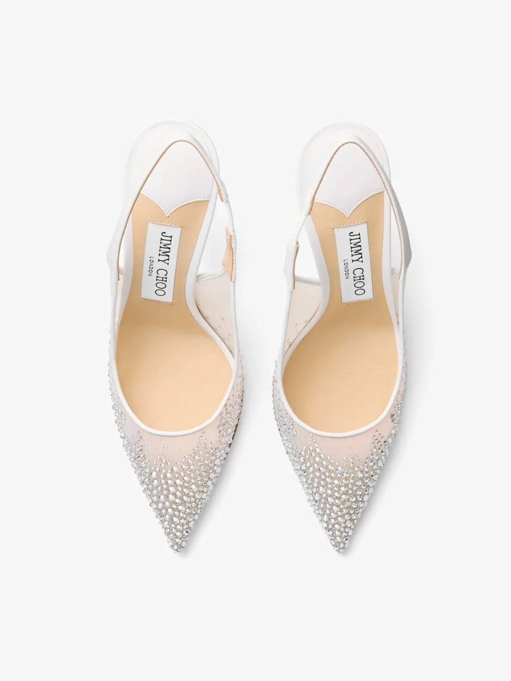 Jimmy Choo Love Sling Back 85 White Mesh Slingbacks with Dégradé Galaxy Crystals, another view