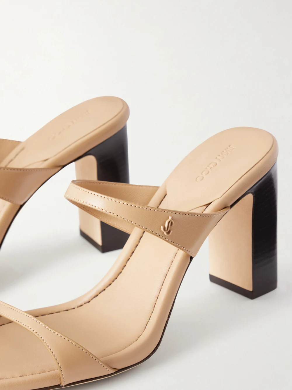 Close-up detail of the Jimmy Choo Lucian 85 Leather Mules