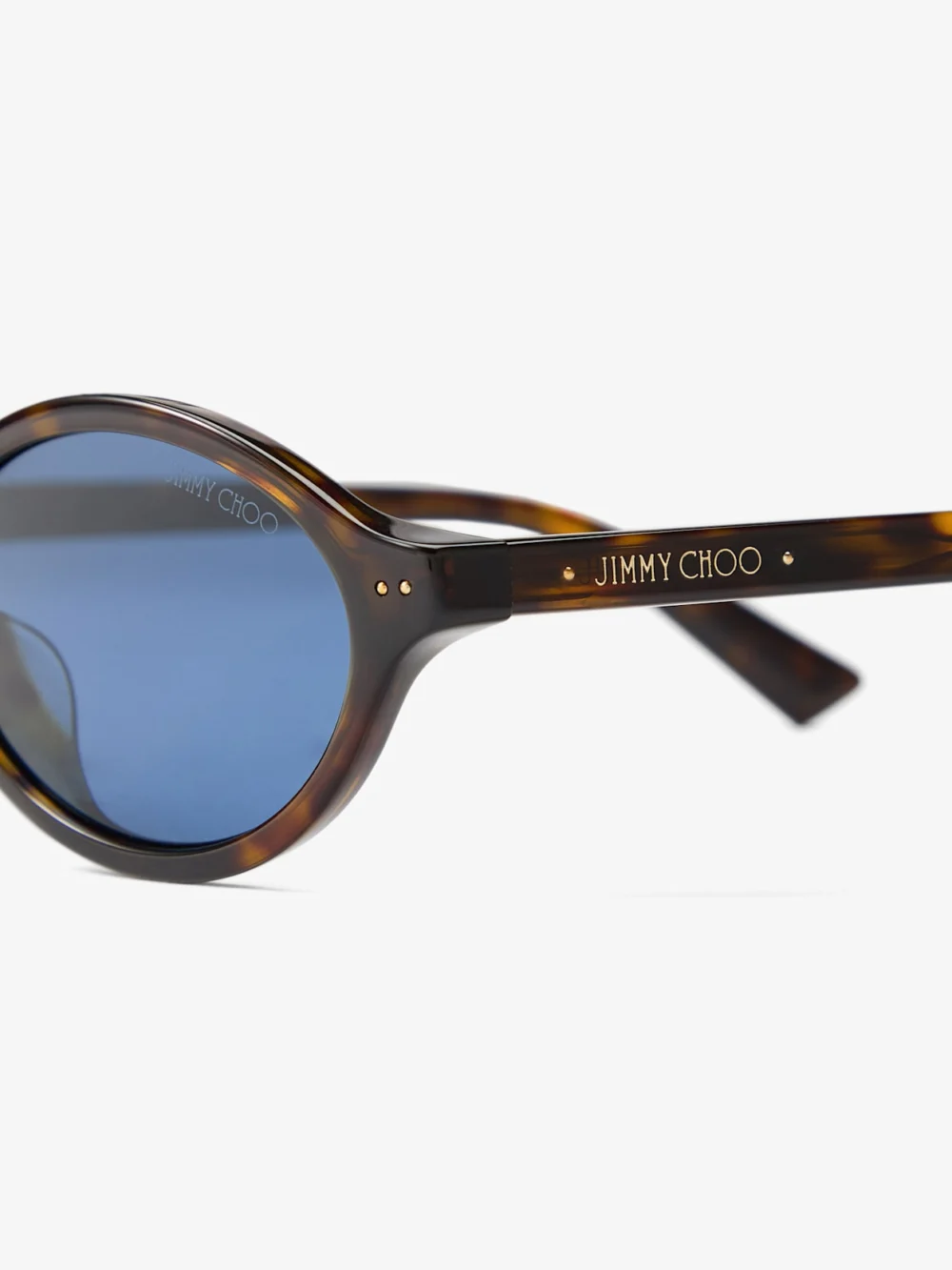 Back view of the Jimmy Choo Marais Havana and Blue Oval Acetate Sunglasses