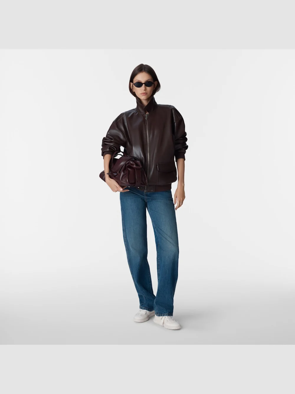 Side view of the Jimmy Choo Marais Havana and Blue Oval Acetate Sunglasses