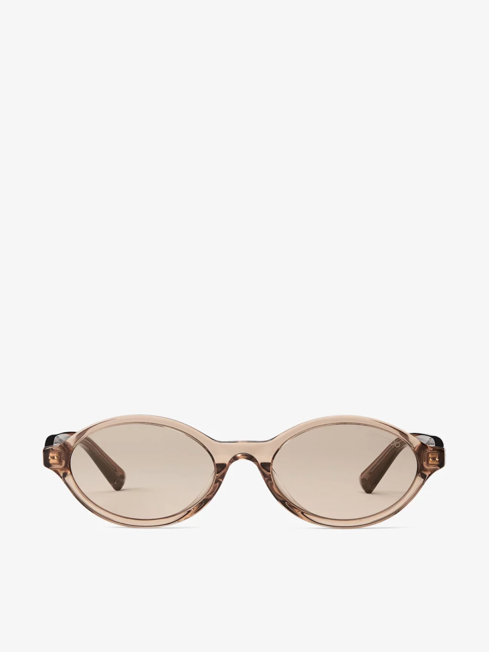 Jimmy Choo Marais Transparent Tan and Light Brown Oval Acetate Sunglasses in e5076 transparent tan
