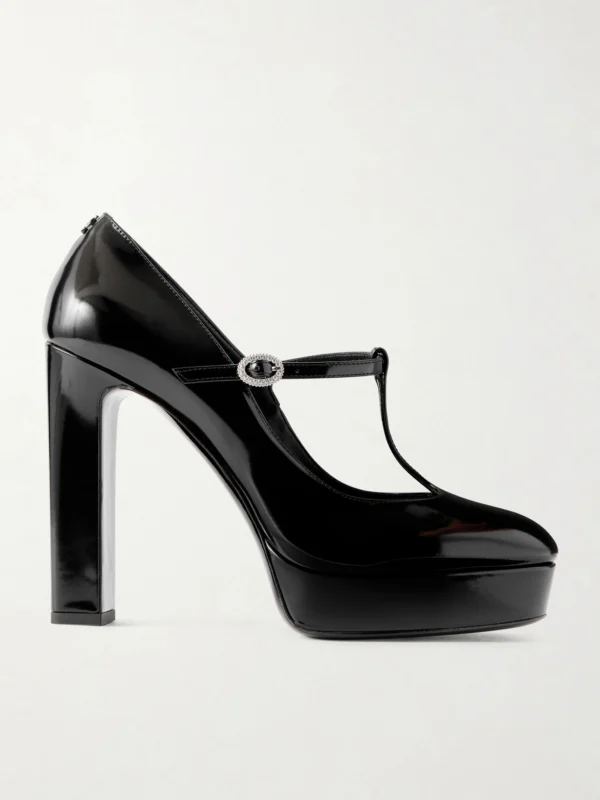Jimmy Choo Marene 120 Embellished Patent-leather Mary Jane Pumps