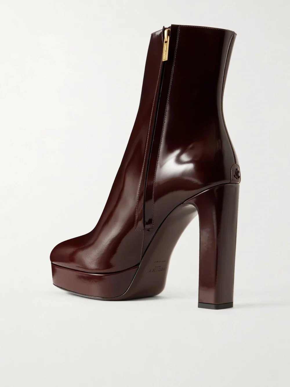 Back view of the Jimmy Choo Marene 120 Polished Leather Boots