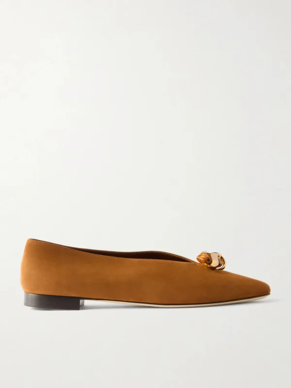Jimmy Choo Margot Embellished Suede Ballet Flats