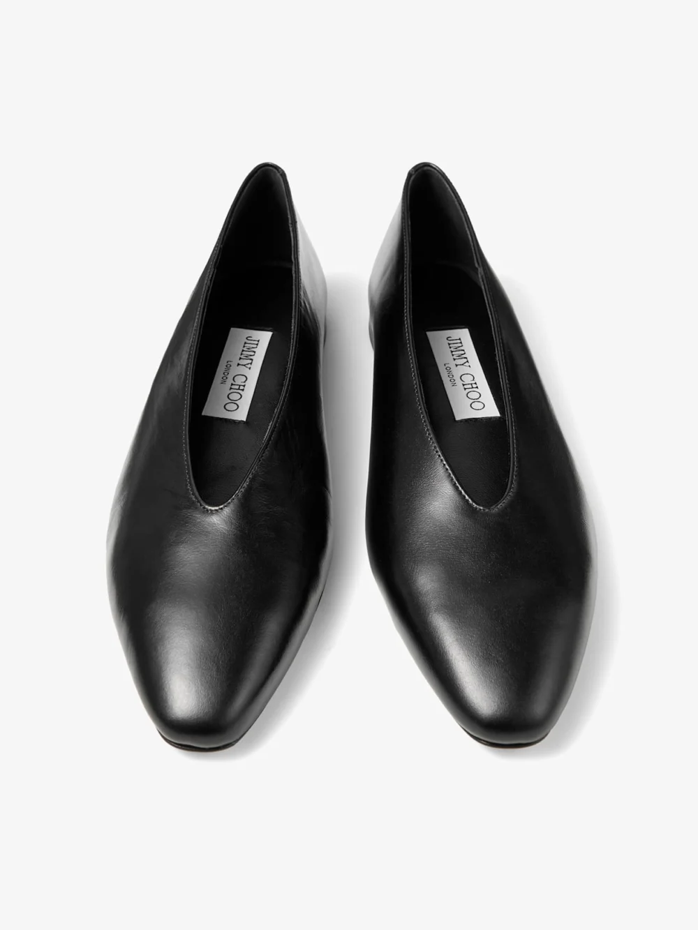 Jimmy Choo Margot Flat Black Soft Shiny Biker Leather Flats, another view