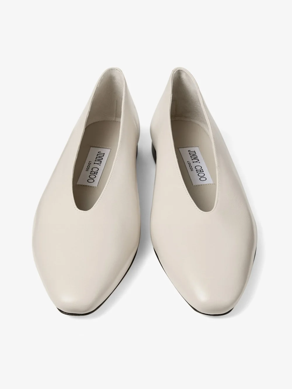 Jimmy Choo Margot Flat Bone Soft Shiny Biker Leather Flats, another view