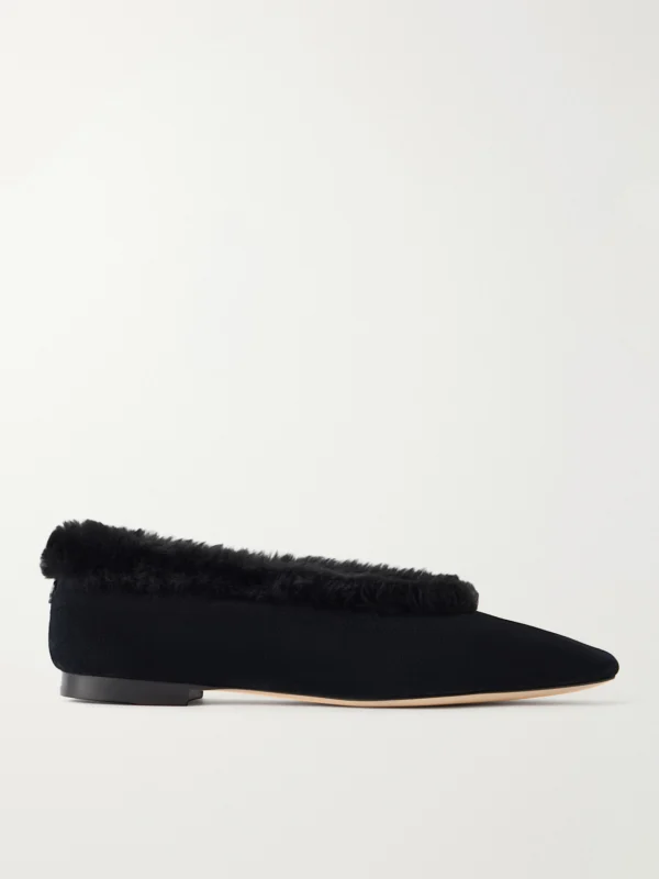 Jimmy Choo Margot Shearling-trimmed Suede Ballet Flats