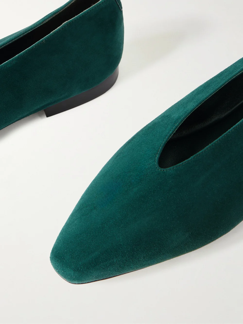 Close-up detail of the Jimmy Choo Margot Suede Ballet Flats